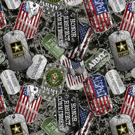 Sykel Enterprises U.S. Army Military Dog Tags in Green Fabric