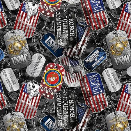 Sykel Enterprises U.S. Marines Military Dog Tags in Black Fabric
