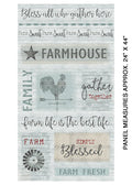 Farm Sweet Farm Panel Aqua/Multi | 24" x 44" Cotton Fabric Panel | Benartex