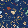 Benartex Explore More Dark Blue Fabric – Outdoorsy Words Novelty Print by Andi Metz