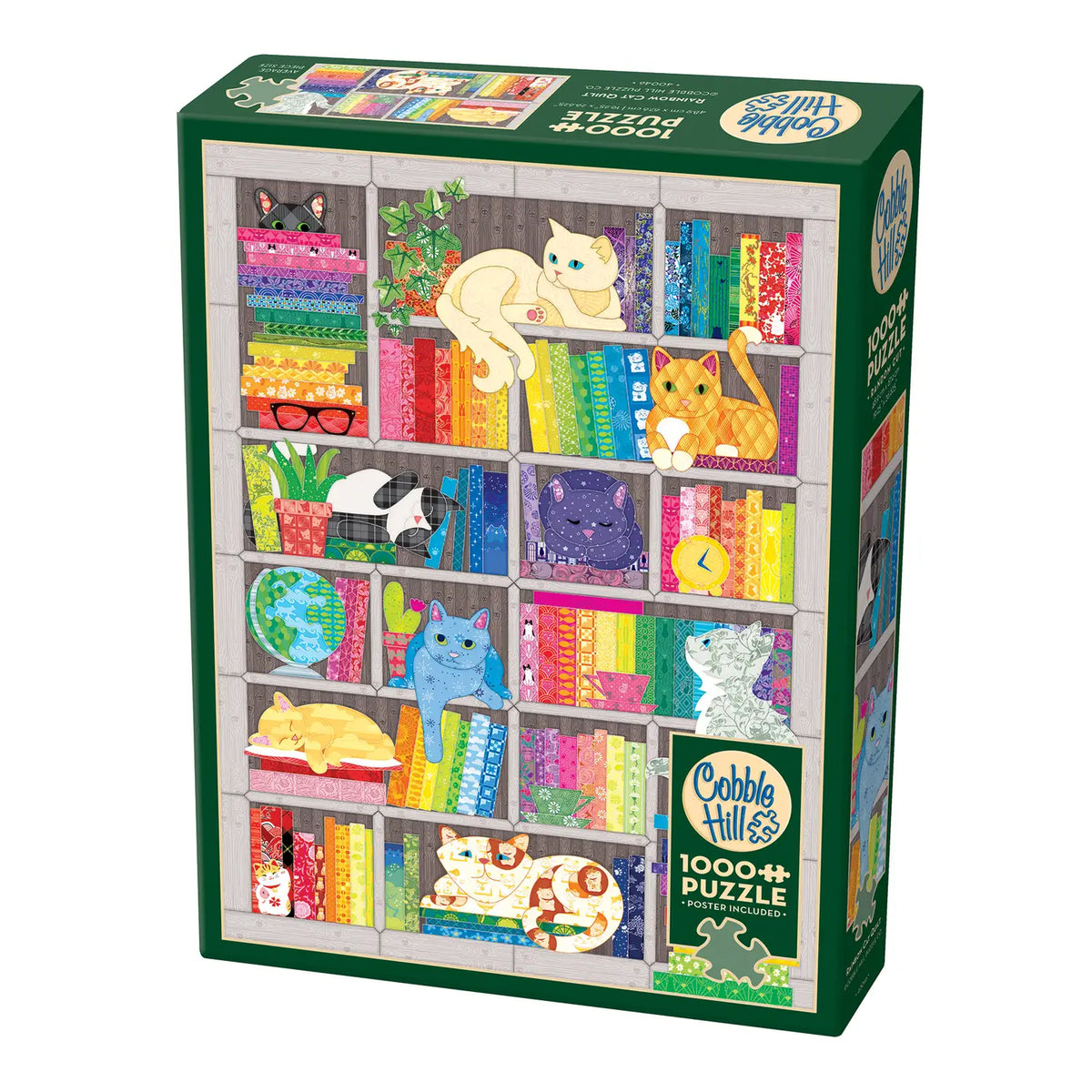 Rainbow Cat Quilt 1000-Piece Puzzle by Cobble Hill