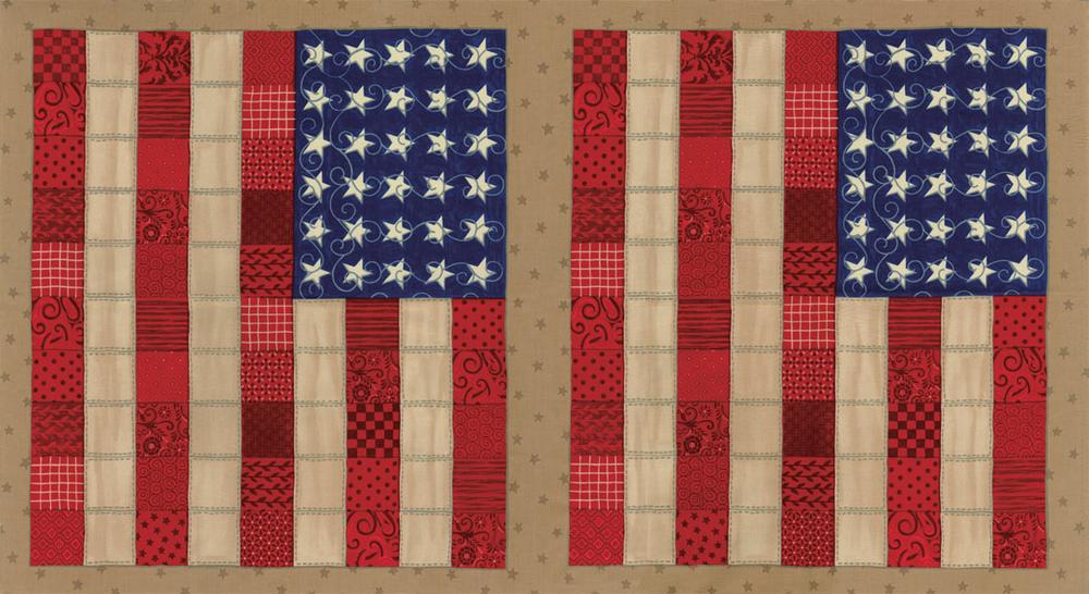 Moda Sew American Traditional Panel Fabric – Patriotic Flag Panel by Deb Strain