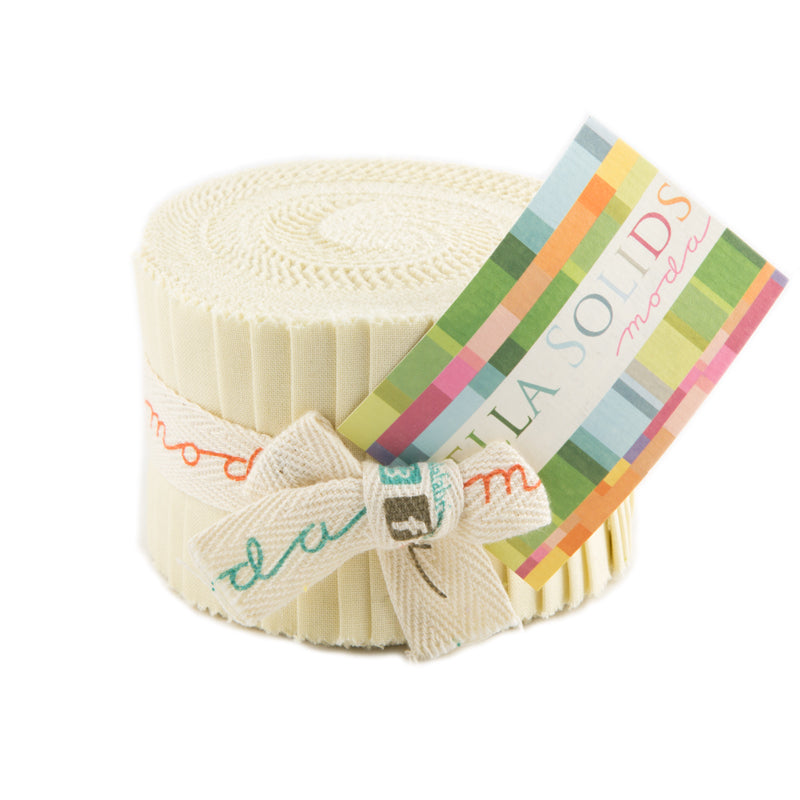 Moda - Bella Solids - Fig Tree Cream Junior Jelly Roll – 2.5" Fabric Strips