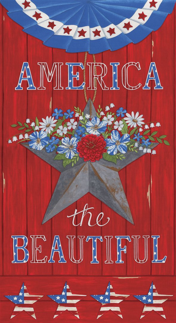 Moda - America the Beautiful Barnwood Red Panel Fabric - by Deb Strain