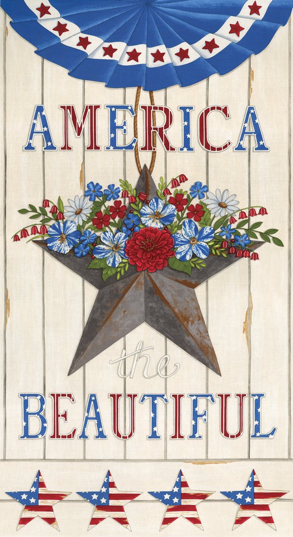Moda - America the Beautiful Barnwood White Panel Fabric - by Deb Strain