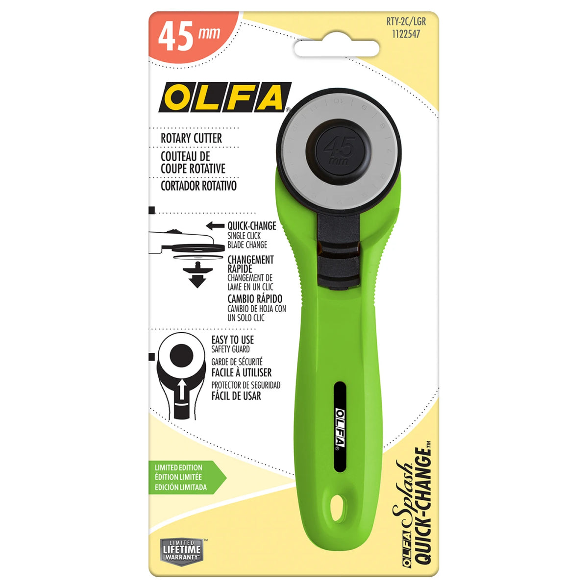 OLFA 45mm Quick-Change Rotary Cutter /Lime - RTY2CLGR