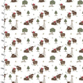 Highland Hazel White Fabric – White Highland Cow Farm Print by Lisa Perry
