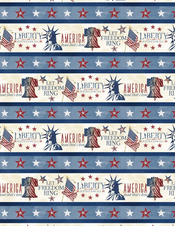 Wilmington Prints - Liberty Lane Border Print Multi Fabric – Patriotic Border Print
