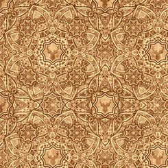 QT Fabrics Timberland Trail Lodge Medallion Light Brown Fabric – Brown Geometric Print