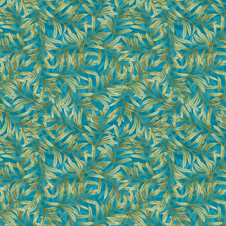 Wilmington - Midnight Garden-Teal Leaves All Over - 27700-477