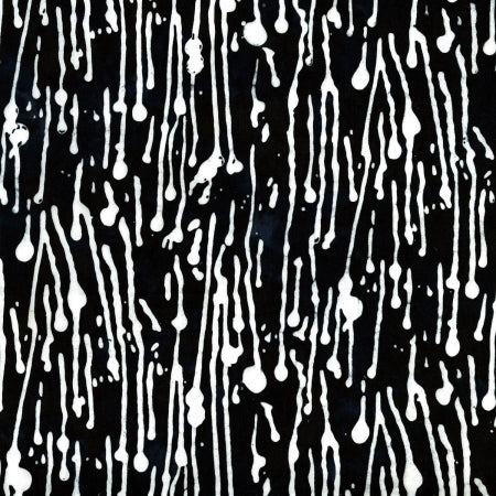 RJR Fabrics Blossom Batiks Black & White Paint Drips Starling Batik Fabric – Black Batik Blender