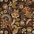 QT Fabrics Treasured Floral Paisley Brown Fabric – Brown Paisley Floral Print by Dan Morris