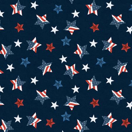 Wilmington Prints - Stars of Valor Stars Tossed in Navy Fabric – by Beth Grove