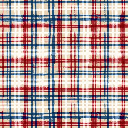 Wilmington Prints - Stars of Valor Plaid Allover in Cream Fabric – by Beth Grove
