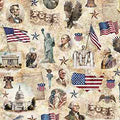 QT Fabrics American Spirit Patriotic Vignette in Tan Fabric – by Morris Creative Group