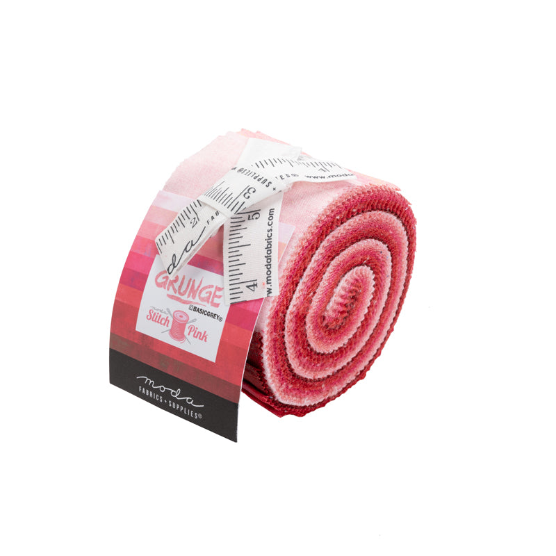 Moda Grunge Stitch Pink Junior Jelly Roll – Pink Blender Precut Fabric Strips by BasicGrey