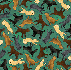 QT~For The Love Of Labs - Labrador Sillhouettes/Eucalyptus Green - 30310-H