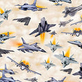 QT Fabrics Patriot Fighter Jets in Cream Fabric – by Morris Creative Group