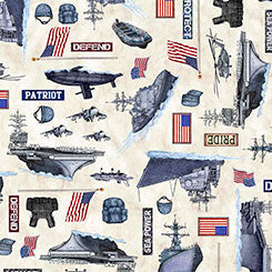 QT Fabrics Patriot Navy Allover in Cream Fabric – by Morris Creative Group