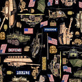 QT Fabrics Patriot Black Fabric – Army Allover by Dan Morris