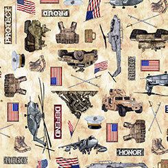 QT Fabrics Patriot Marines Allover in Tan – fabric by Morris Creative Group