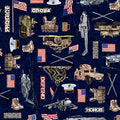 QT Fabrics Patriot Navy Fabric – Marines Allover by Morris Creative Group