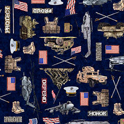 QT Fabrics Patriot Navy Fabric – Marines Allover by Morris Creative Group