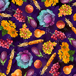 QT - CORNUCOPIA HARVEST - Tossed Fruits & Vegetable/Black31026-V