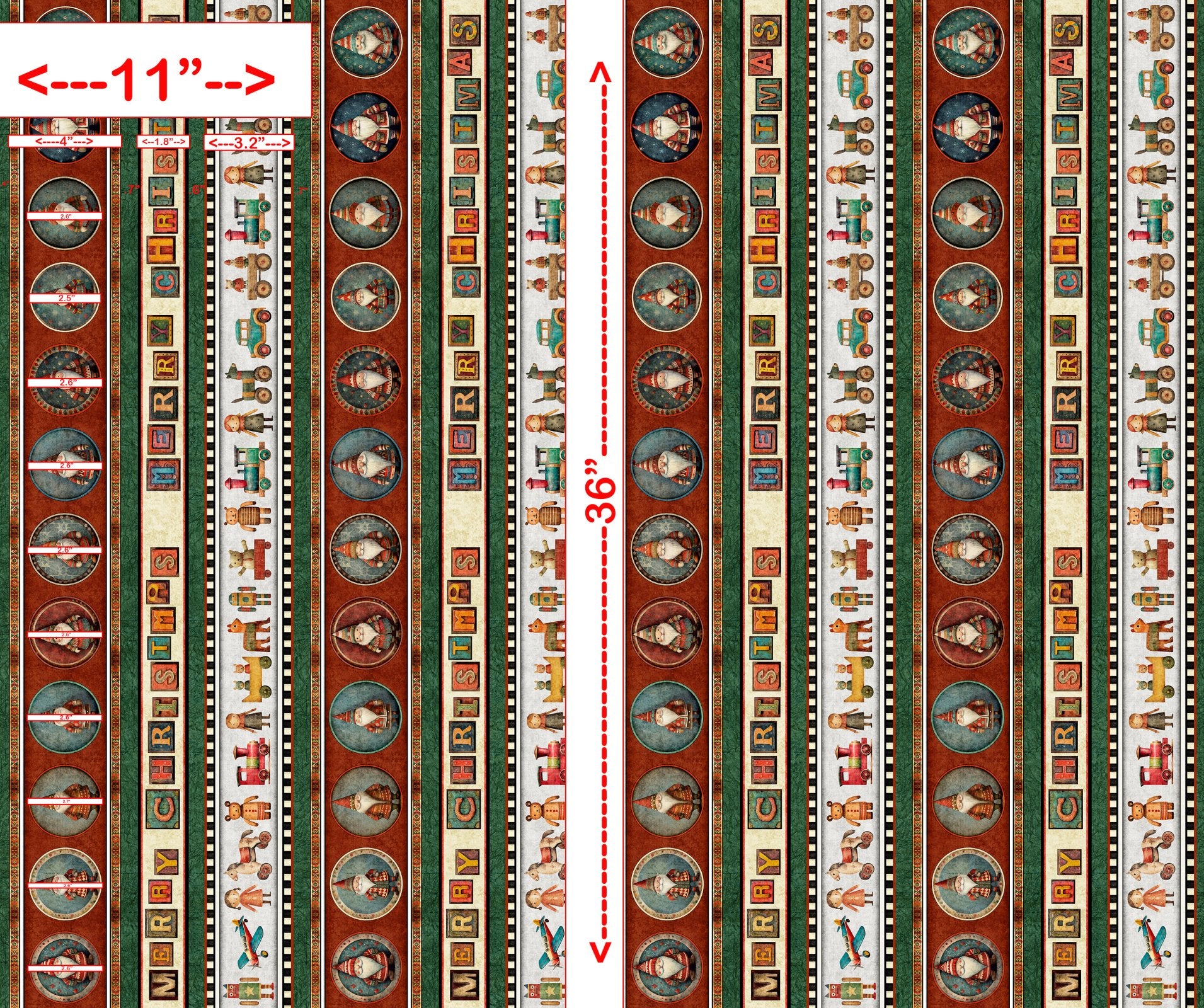 QT - SANTA'S WORKSHOP - MERRY CHRISTMAS STRIPE/Multi - 31073-X