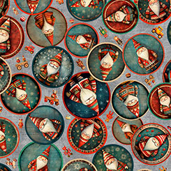 QT - SANTA'S WORKSHOP - Tossed Elves/Circle/Gray - 30174-K