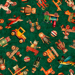 QT - SANTA'S WORKSHOP - Tossed Toys/Forest Green - 31075-F