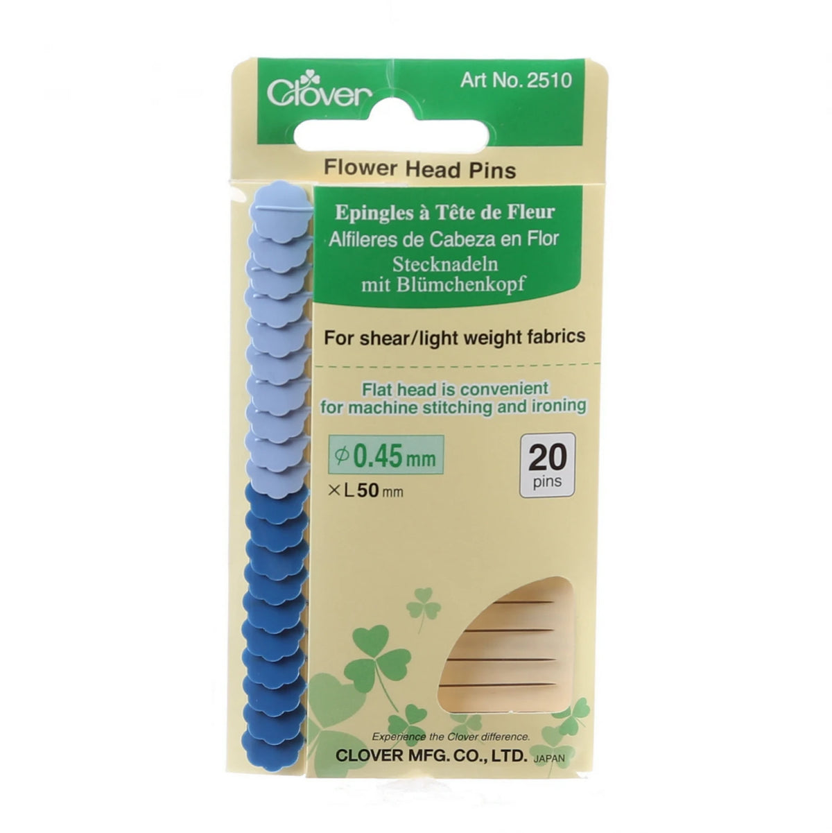 Flower Head Pins/Fine -  Size 32 - Clover - 2510