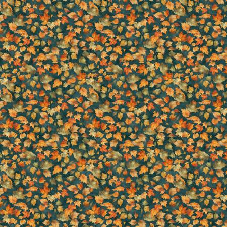Wilmington Prints - Glorious Fall - Blue Leaves Fabric – Foliage Print by Nancy Mink