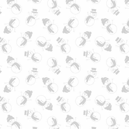 Wilmington Prints - Woodland Snowmen White-on-white Snowmen Fabric – Holiday Snowman Print