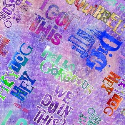 3 Wishes Fabric - Good Dogs Too-Words/Purple - 3WI14852