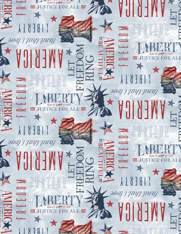 Wilmington Prints - Liberty Lane Words Tossed Blue - Script Fabric