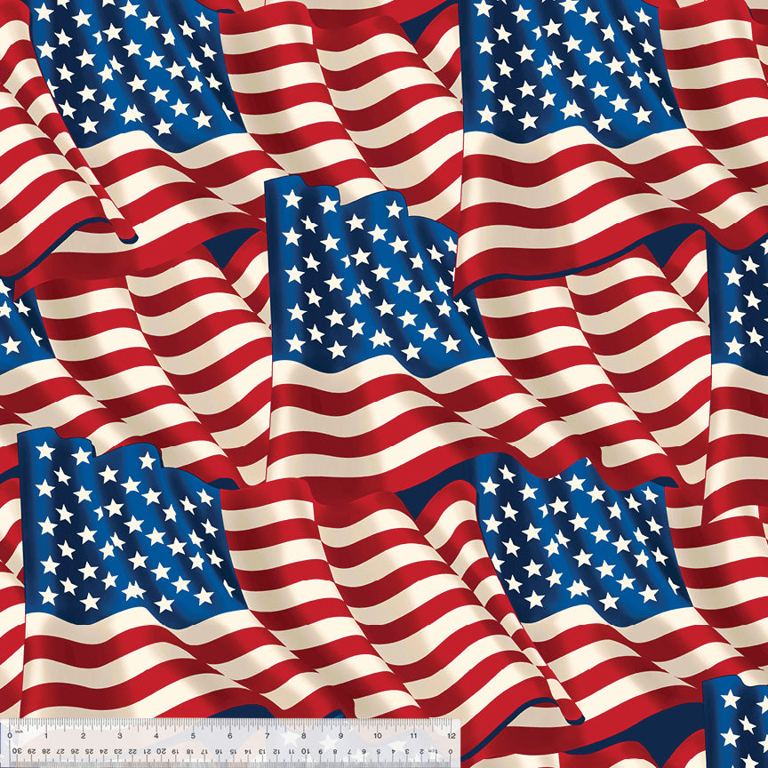 Windham - Winterfleece-Flags/Blue - 60" Wide - 49550-1