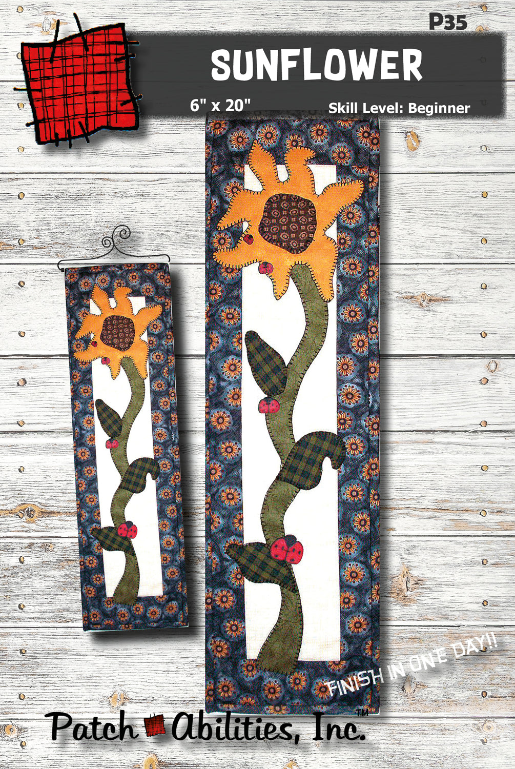Sunflower by Julie Wurzer - Wall Hanging Pattern – 6"x19" for Patch Abilities