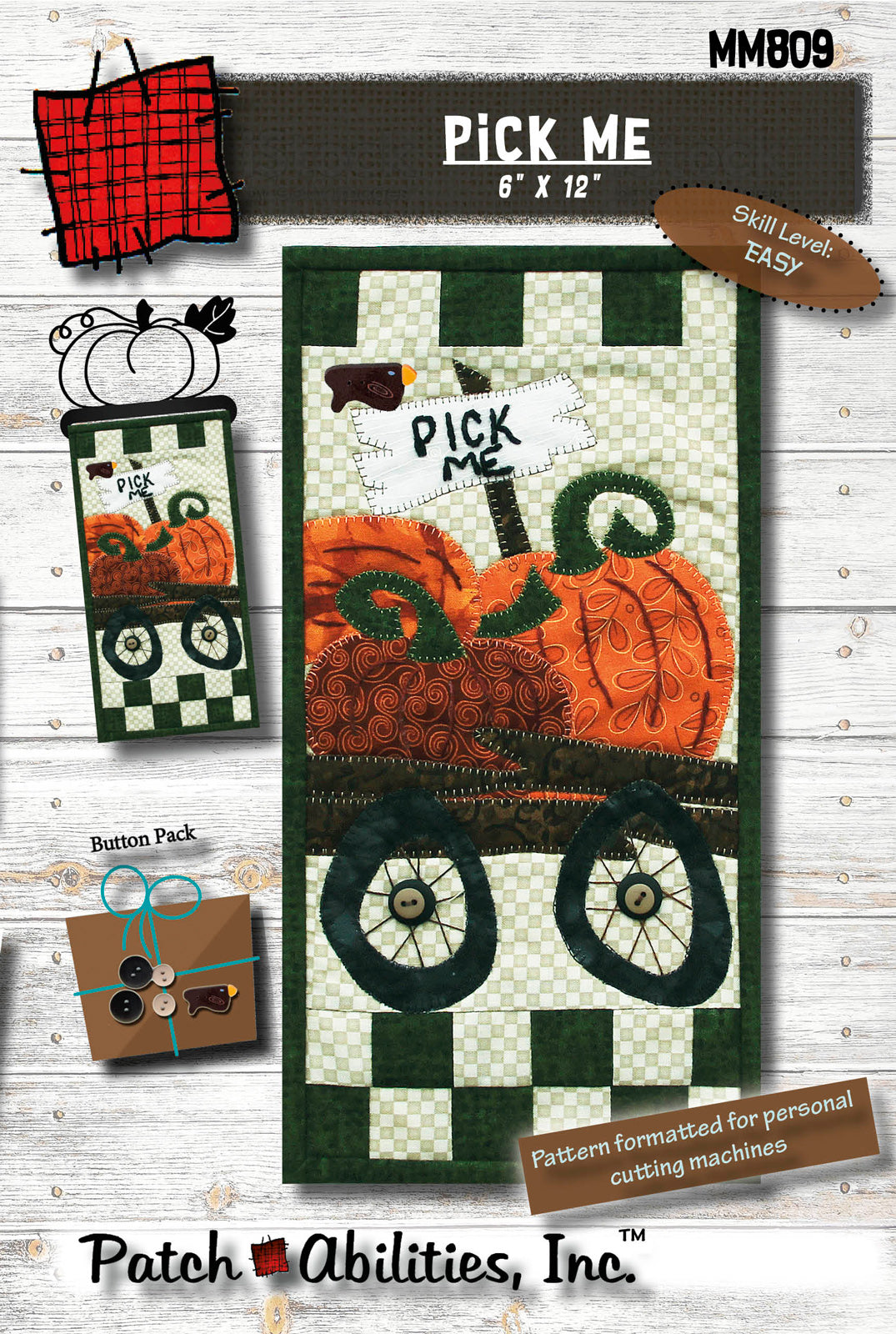 Pick Me by Julie Wurzer - Wall Hanging Pattern – 6"x12" for Patch Abilities