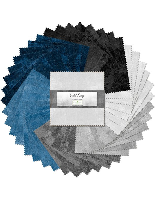 Wilmington Prints - Cold Snap - 5" Karat Gems – Blue Gray Fabric Squares