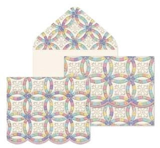 Wedding Ring Quilt Embossed Die-cut Portfolio Note Cards NCP2257