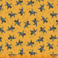 Windham Fabrics Yippie Yi Yo Ki Yay Gold Cowboy Fabric – Gold Western Novelty Print by Laura Heine