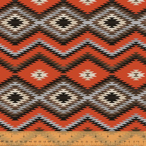 Windham Fabrics Spirit Trail Fabric – Orange Southwest Geometric Print