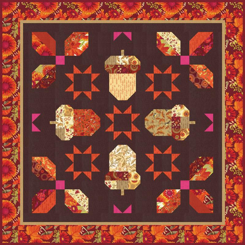 Moda Forest Frolic Acorn Quartet Quilt Kit (41" x 41") by Robin Pickens