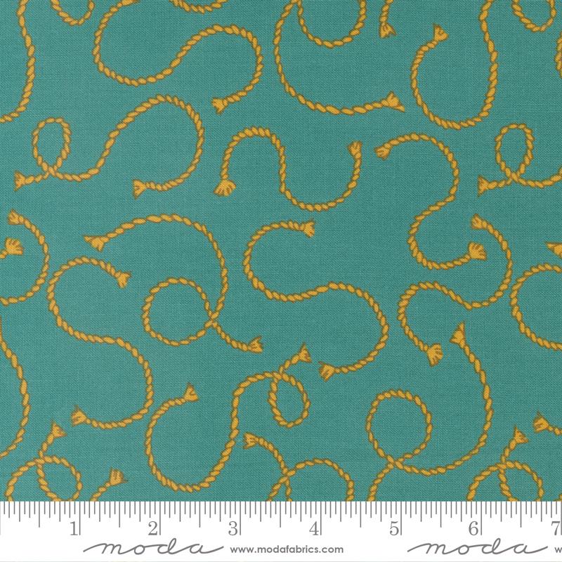 Moda Ponderosa Rope Em Turquoise Fabric – Turquoise Western Print by Stacy Iest Hsu