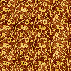 QT Fabrics Prairie Dreams Floral and Stems Gold Fabric – Brown Floral Blender