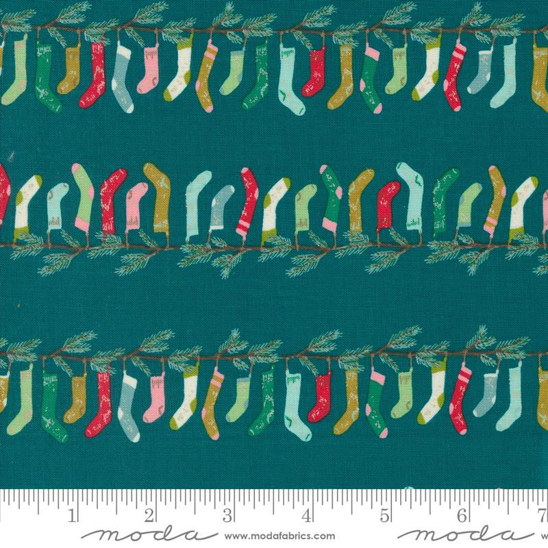 Moda - Cozy Wonderland - Stocking Stripe/Teal - 45592 15