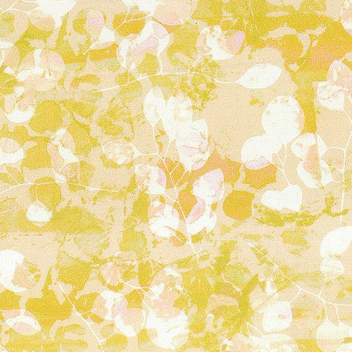 Robert Kaufman Wishwell Prairie Song Leaf Outlines Latte 108" Wide Fabric – Beige Floral Blender