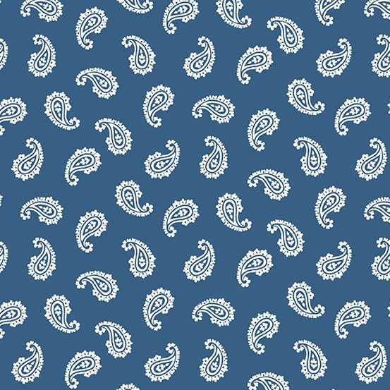 Apple Pie Paisley Blue Fabric – Blue Paisley Print