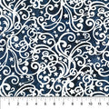 Banyan Batiks Stardust Navy White Fabric – Patriotic Scroll Batik Print by Northcott